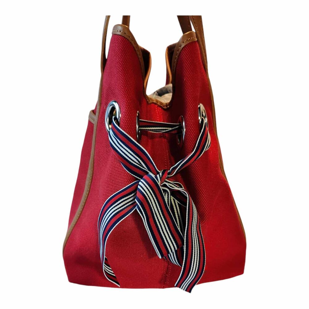 Talbots Red Canvas Abstract Scarf Print Design To… - image 4